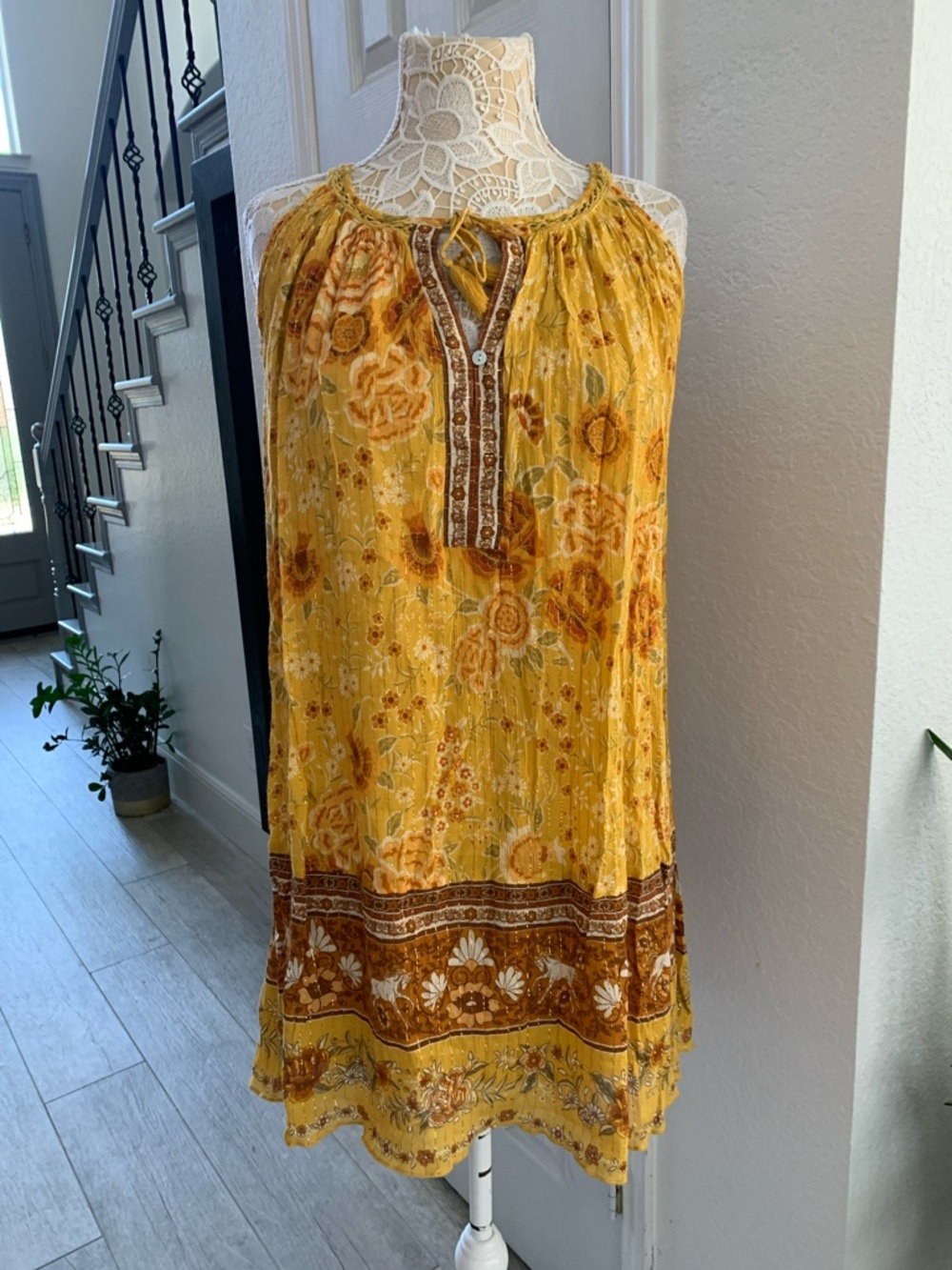 Spell & The Gypsy Sunflower Floral Boho Dress Size Small Altered - Picture 2 of 9
